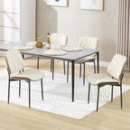 BV Mid Century Dining Chairs Set of 4, PU Leather Bentwood, Beige | Upholstered PU leather seat with walnut bentwood back, armless, retro mid-century style for kitchen, dining & living room