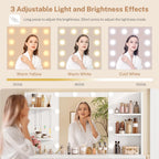 FIONESO Vanity Desk with Mirror and Lights, White | Makeup Vanity with 3 Colors LED Lights, White Vanity with 7 Drawers , 6 Shelves & 5 Jewel Hooks, Girls Vanity for Bedroom