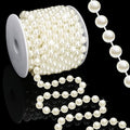 16 Feet 10mm Pearl Strings Garland for Crafts, Artificial Pearl Beaded Trim Chain Roll Strands for Wedding Centerpieces Bouquet Party Decoration Christmas Tree Garland, Ivory
