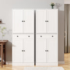 Furnify 71" Tall Kitchen Pantry Storage Cabinet with Doors & Drawer, White | Farmhouse Freestanding Cupboard with Adjustable Shelves, Rustic Wood Pantry for Dining Room Living Room