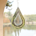 Wind Spinner Flowing-Light Effect Courtyard Decorations Made of Stainless Steel House Hanging Decoration 12“x 8“ Spinners with a 360° Rotating Hook (1 pc Water Drop-Silver)