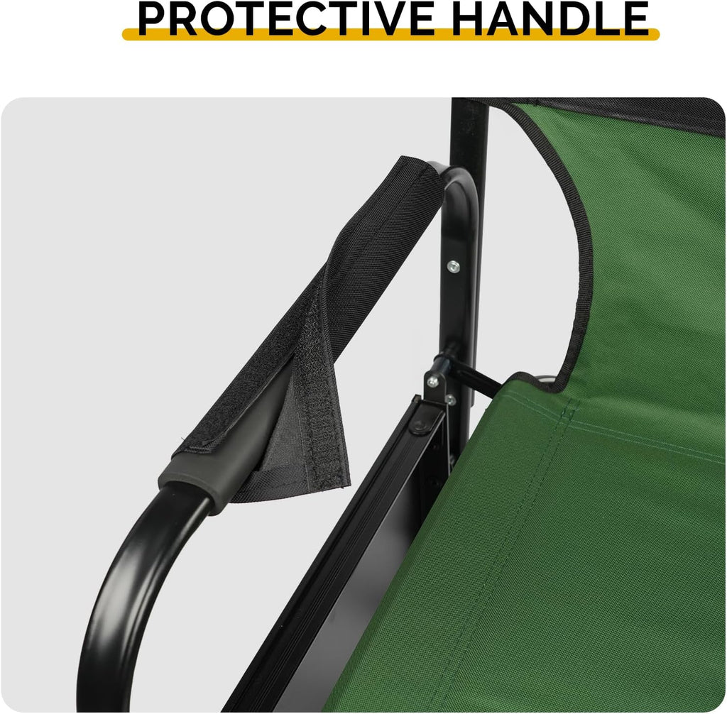 26" Tall Directors Chair, Outdoor Height Seat Folding Chair with Side Table & Storage Bag, Support for 300Lbs, Portable Makeup Artist Chair with Bar Height (Green)