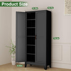 Ckzbx Metal Cabinets with Doors and Shelves, 75" H Black Storage Cabinet Pantry Cabinet Garage Cabinets for Kitchen,Living Room, Dinning Room
