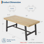 GarveeHome Industrial Dining Table for 4-6 People, 63" Long Large Kitchen Table with Sturdy Metal Frame, Rectangular Counter for Dinner, Kitchen, Dining Room (Natural, 63" Non-extendable)