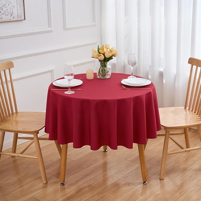 Burgundy 6 Pack Round 60 Inch Tablecloth, Premium Polyester Table Cloth Washable Table Cover Stain and Wrinkle Resistant Decorative Table Cover for Party Wedding