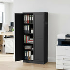 Kitchen Pantry Cabinet, 61" H Storage Cabinet with Doors and Adjustable Shelves, Spacious Cupboard with 2 Handles, Metal Kitchen Cabinet for Dining Room, Living Room,Black