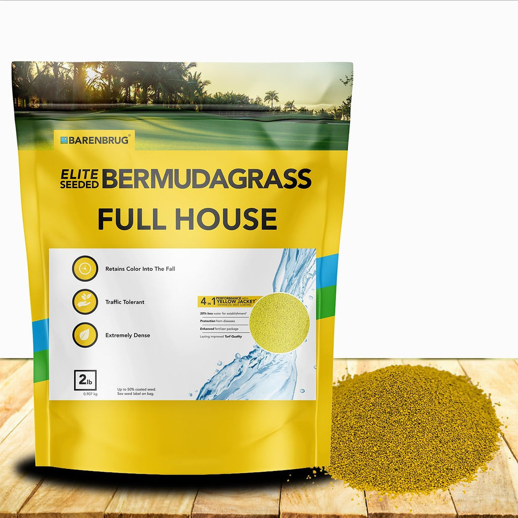 Outsidepride Full House Bermuda Grass Seed Mix - 2 lbs. Premium Warm Season Turf Blend of Traffic & Drought-Tolerant Monaco & Hollywood Bermuda Grass Seeds for Lawn, Golf Courses & Fairways