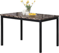 Metal Dining Table with Laminated Faux Marble Top Black - 45" Square Contemporary Kitchen Table for 4 Sturdy Metal Legs Easy Assembly