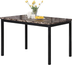 Metal Dining Table with Laminated Faux Marble Top Black - 45" Square Contemporary Kitchen Table for 4 Sturdy Metal Legs Easy Assembly