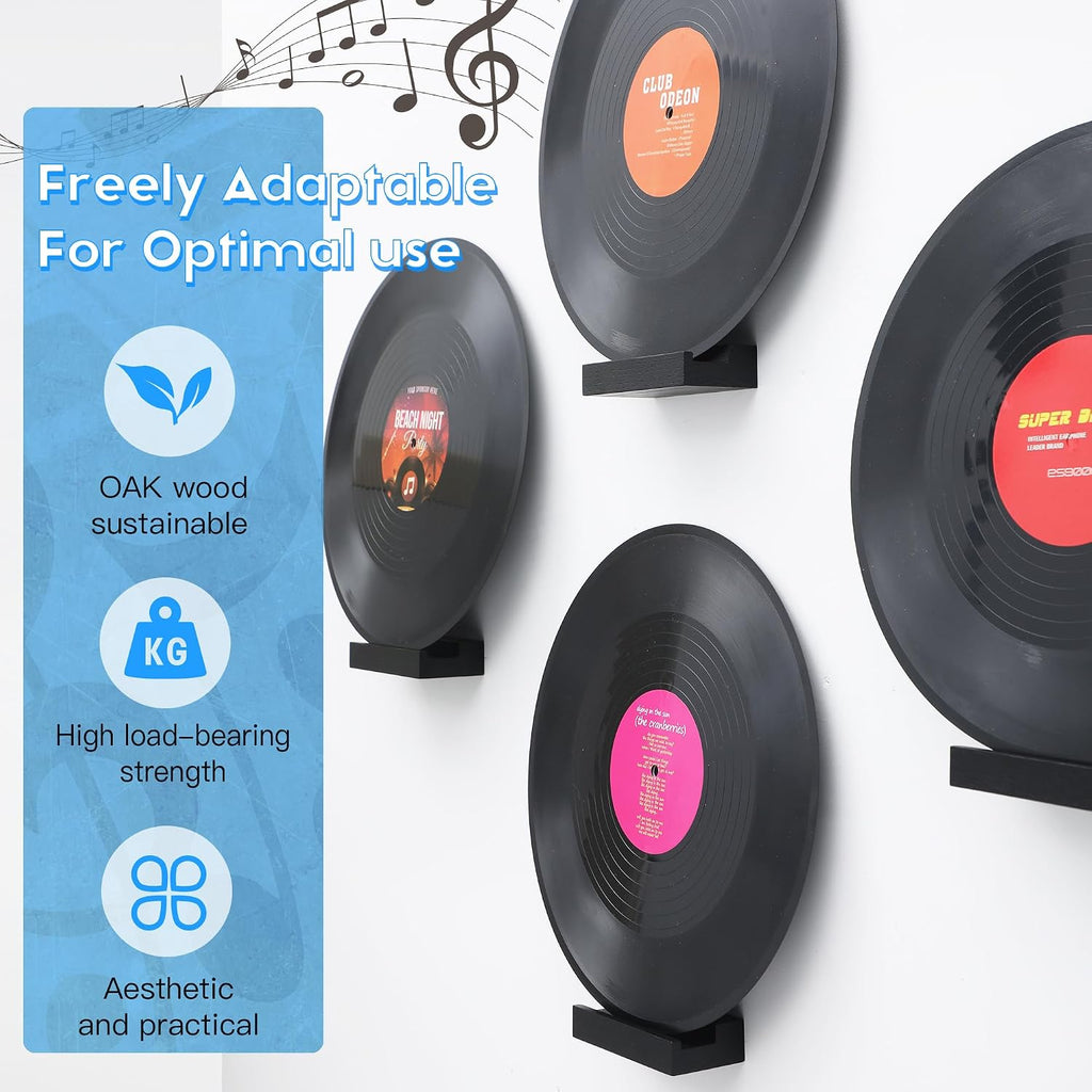 Wood Vinyl Record Shelf Wall Mount, Small Wall Record Holder Display Shelf, Vinyl Record Shelves Record Album Display Holder for LP, CD, Book Art Storage Vintage Home Decor (12, Black)