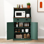 HOLTICO 54" Kitchen Pantry Storage Cabinet with Doors and Adjustable Shelves, Green Freestanding Microwave Cabinet with Drawer for Kitchen, Coffee Bar, Living Room