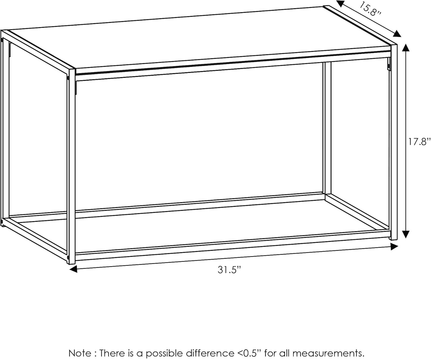 FURINNO Camnus Modern Living Coffee Table, Americano, 15.74 in x 30 in x 17.51 in