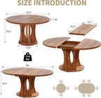 iPormis 43.3-59 Inch Extendable Round Dining Table for 6-8 People, Oval Dinner Table with Adjustable Top and A Stable Round Pedestal Base, Space Saving Wooden Kitchen and Dining Table, Walnut