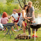 5Rcom Folding Stools, 1 Pack Portable Stools Chairs with Handle, Collapsible Stool for Adults with Heavy Duty Steel Frame Legs, 500lbs Capacity for Camping RV Party, Foldable Stool, Black
