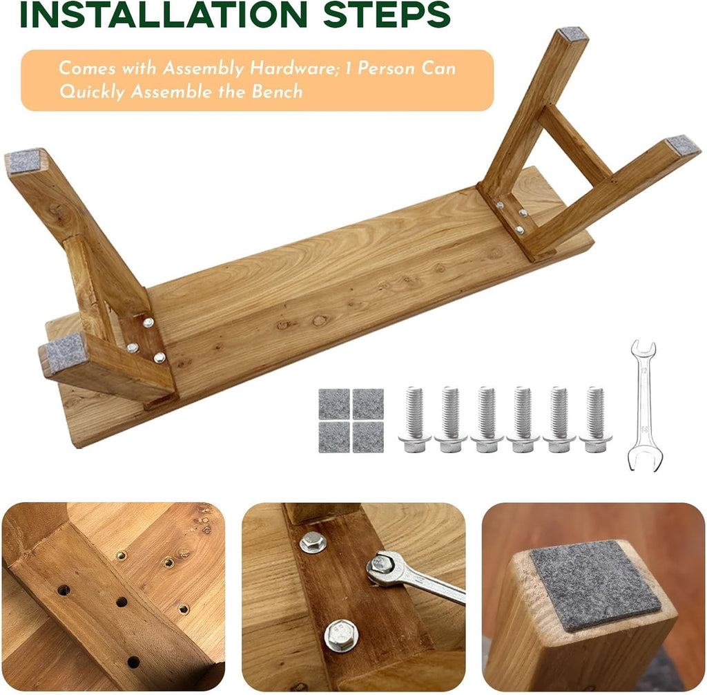 Narrow Entryway Bench Farmhouse Wood End of Bed Bench 20" 32" 39" 47" 55" 63" 71" 79" Sturdy Stable Skinny Long Benchs for Bedroom Hallway Dining Room Porch Easy to Assemble Natural Finish(39")