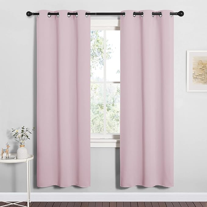 NICETOWN Baby Pink Blackout Curtains 78 inches Length for Bedroom, 2 Panels, 42" Wide, Thermal Insulated Decoration Drapes for Office Window