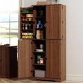 Furnify 72" Tall Kitchen Pantry, Farmhouse Pantry Storage Cabinet with Doors Organizer, Freestanding Cupboard with Adjustable Shelves, Rustic Buffet Cabinet for Kitchen, Dining Room, Bathroom, Walnut