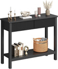 HOOBRO 39.4" Console Table with 2 Wavy Drawers, Narrow Long Entryway Table with Storage Shelf, 2 Tier Modern Sofa Table Wooden Behind Couch Table, Hallway Table for Living Room, Black BK89XG01N1