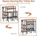 3-Piece Bar Table and Chairs Set,Counter Height Bar Table Set with Power Outlets and Storage Shelves,Dining Table Set with 2 Chairs,Industrial Table Chairs Set for Bar,Kitchen,Apartment
