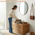 Solid Wood Entryway Bench with Storage, storage chest with Removable Bag | Large storage chest with Removable Bag, Wood Coffee Table for Living-room, Bedroom, Patio, DIY Bunny House, 39x20x20in