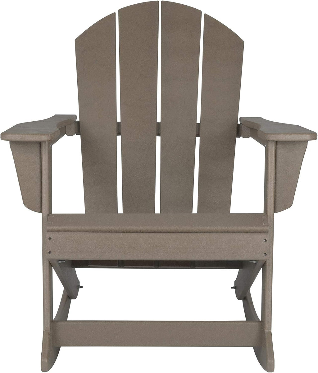 WO Home Furniture Patio Rocking Chair Set of 4 PCS Classic Outdoor HDPE UV Weather Resistant (Weathered Wood)