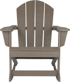 WO Home Furniture Patio Rocking Chair Set of 4 PCS Classic Outdoor HDPE UV Weather Resistant (Weathered Wood)