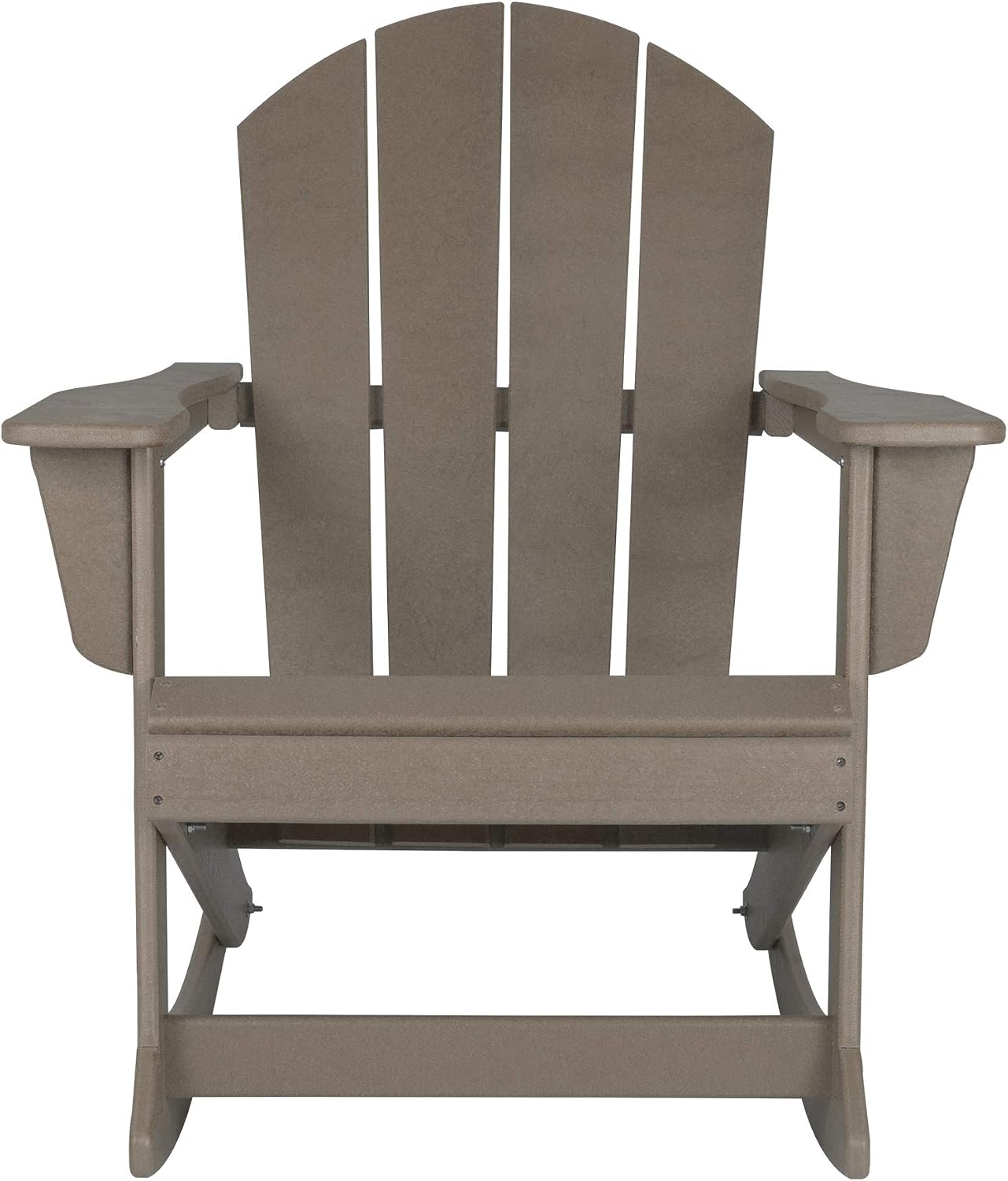 WO Home Furniture Patio Rocking Chair Set of 4 PCS Classic Outdoor HDPE UV Weather Resistant (Weathered Wood)