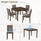 Harper & Bright Designs 5-Piece Dining Table Set with 4 Chairs, 34.5" Square Farmhouse Kitchen Table for Small Spaces, Rustic Walnut Wooden Dining Set for 4 People, Apartment & Dining Room