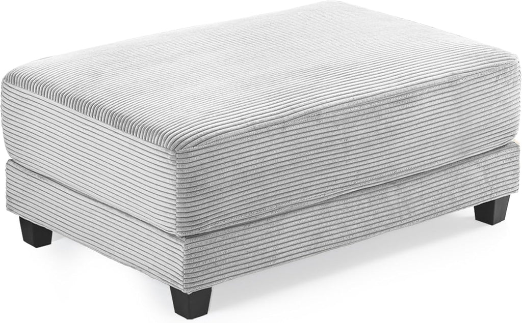 Corduroy Ottoman for Sectional Sofa, Modular Footrest with Wooden Legs, 43.7 x 29.1 x 18.5 Inches, Convertible Furniture for Living Room,Gray