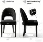 Wooden Dining Chairs Set of 4, Upholstered Kitchen Chairs with Linen Fabric Back & Solid Wood Legs, Modern Farmhouse Dining Room Chairs, Black