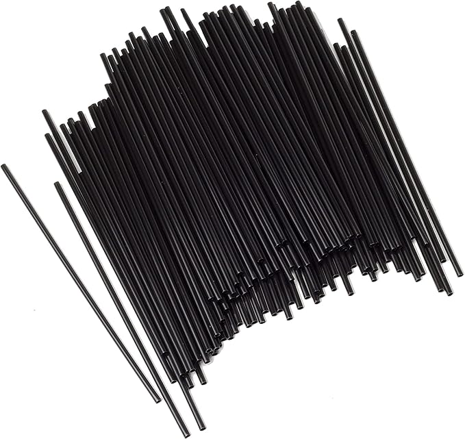 Black Mini Drink Stirrers - 5 Inch Plastic Coffee & Cocktail Stirrer Straws (500 Straws)