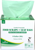 ProGreen Compostable Trash Bags, Extra Thick, Compost Kitchen Bin Bags, Food Scraps Yard Waste Bags, ASTM D6400 BPI and TÜV AUSTRIA Certified (8 Gallon, Pack of 100)