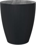 SIMPLIHOME Elmbrook End Table - 21 inch Wide Solid Mango Wood Round Drum Table with Vertical Panel Detailing in Black, Modern Nightstand or Plant Stand for Living Room or Bedroom, Assembled
