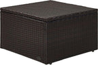 Crosley Furniture Palm Harbor Wicker Outdoor Ottoman Foot Rest for Patio, Deck, Porch, Brown with Sand Cushions