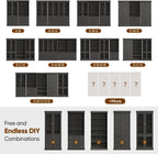 ivaniti 70.8" Tall Farmhouse Modular Kitchen Storage Cabinet with Glass Doors, 6-Tier Adjustable Shelves for Kitchen Organization, Set of 3, Black