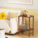 YUFAM Side Table End Table Tall Night Stand 2-Tier for Living Room Bedroom Bathroom Office Furniture Brown