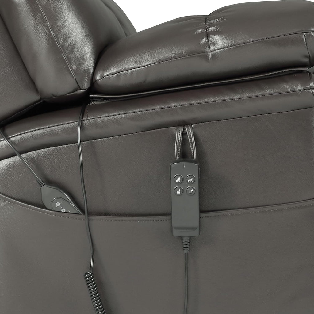 DYNOX 500 LBS Power Lift Recliner Chair for Big & Tall Seniors, Extra Large 3-Motor Lay Flat Chair with Heat, Massage & Extended Footrest,Breathable Faux Leather, Gray, 9505L