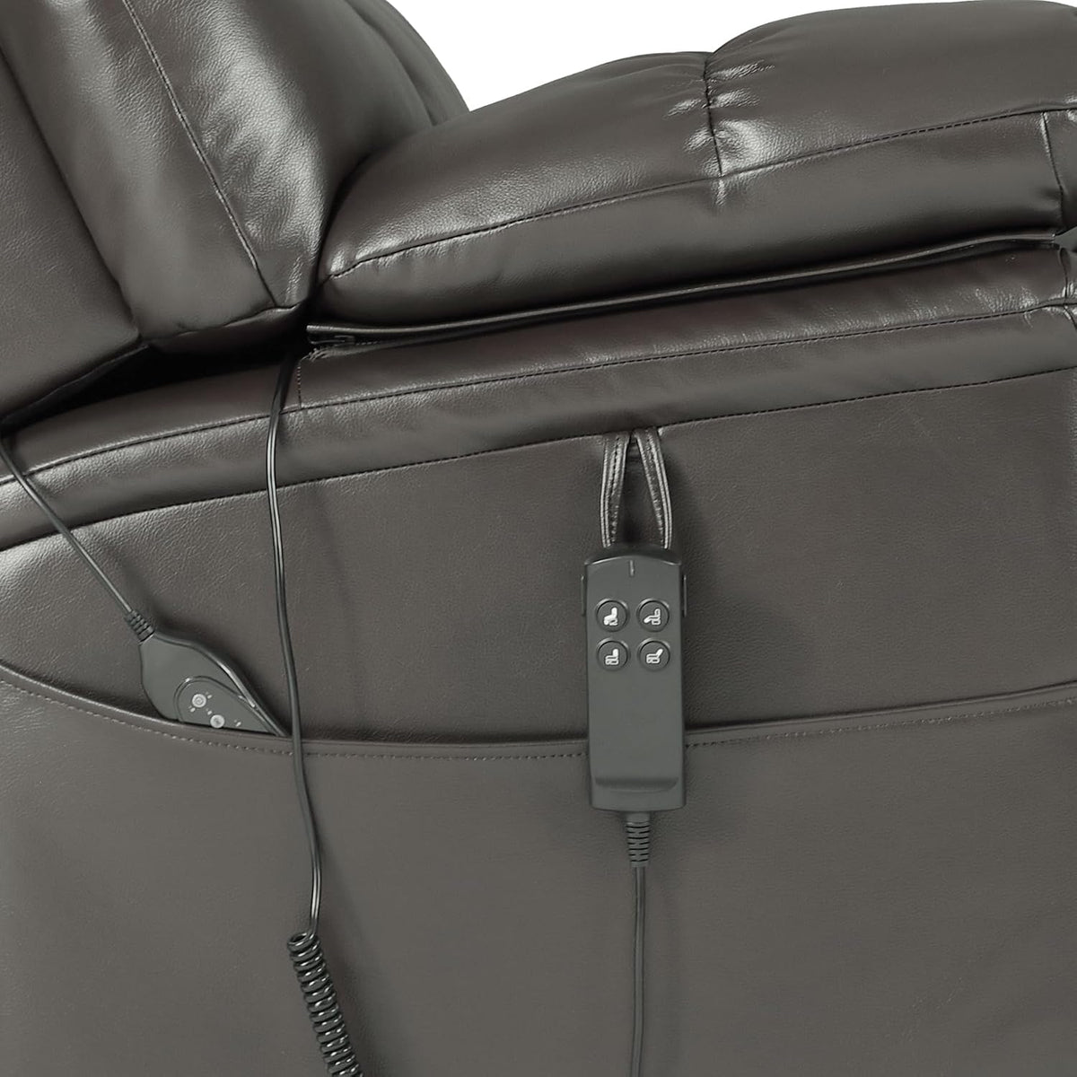DYNOX 500 LBS Power Lift Recliner Chair for Big & Tall Seniors, Extra Large 3-Motor Lay Flat Chair with Heat, Massage & Extended Footrest,Breathable Faux Leather, Gray, 9505L