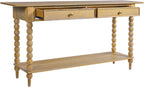Christopher Knight Home Zeka Narrow Console Table with Storage, Wood Entryway Table with 2 Drawers and 1 Bottom Shelf, Retro Display Table with Unique Spherical Legs for Hallway, Living Room, Natural