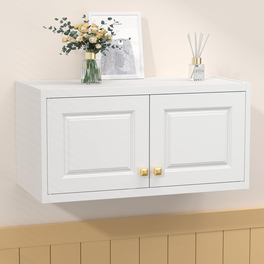 UNICOLY 15.74" H Wall Mounted Storage Cabinet, Kitchen Pantry Cabinet, Small Hanging Cabinet for Dining Room, Bathroom, Laundry Room Alacena para Cocina, Assembly Required, White