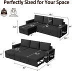 Ball & Cast 80" Sectional Sleeper Sofa Bed Pull Out Couches for Living Room | L Shaped Convertible Pull Out Sofa Bed with Storage Chaise, LED Lights, Foldable Table, USB Ports, Cup Holder and Side Pocket