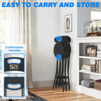Rfiver Folding Stool with Back, Heavy Duty Foldable Stools for Adults with Handle, Portable Folding Stool Chair (24 inch Set of 1)