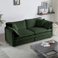 KIVENJAJA Chenille Loveseat Sofa, Oversized 2-Seater Small Cloud Couch, Modern Comfy Deep Seat Love Seat with 4 Pillows for Living Room Bedroom Office Apartment, 76.7”W, Green