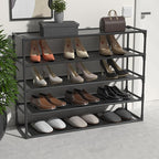 TY ARTS & CULTURE 2 Pack 5-Tiers Shoe Rack Organizer, Sturdy Metal Pipes & Durable Non-Woven Fabric, Shoe Rack for Closet Hold 40-50 Pairs, Shoe Rack for Entryway (Black)