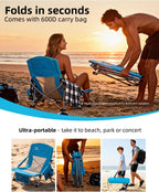 Abahub Beach Chair Low/High Back with Carry Bag Lightweight Comfortable Portable Outdoor Camping Chair Blue Low 1 Pack