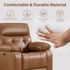 CANMOV Genuine Leather Power Recliner Loveseat, 2 Seat Loveseat Reclining Sofa with Storage Console,Hidden Cup Holders,Modern Electric Recliner Couch Set for Living Room, Bedroom,Brown
