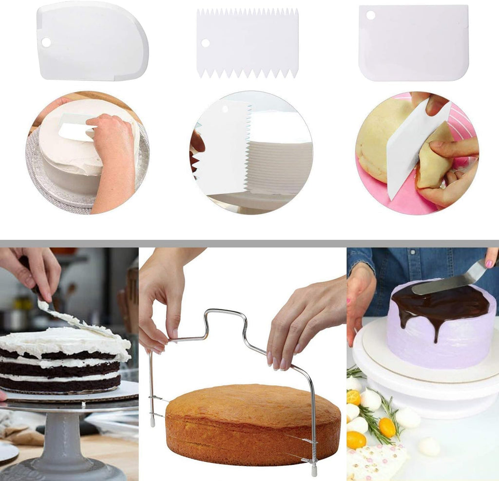 Cake Decorating Tools Supplies Kit - 82Pcs Baking Accessories with Turntable Stand Leveler 12 Piping Tips 52 Bags Icing Comb Scrapers Spatulas Cupcake Cookie Frosting Fondant Bakery Set for Beginners