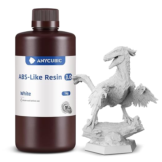 ANYCUBIC ABS-Like Resin 3.0, Upgraded 14K 3D Printer Resin with Enhanced Strength and Toughness, High Precision, Low Odor, Wide Compatibility for All LCD Resin 3D Printers (White, 1kg)