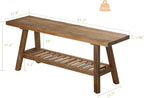 HOKYHOKY Reclaimed Solid Wood Bench-43.3" Entryway Bench with Storage Shelf | Farmhouse Narrow Rustic Bench, Hallway, Kitchen, Bedroom, Dining, Indoor