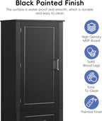 Merax 61.4" Pantry Cabinet with One Door & Two Drawers, Adjustable Shelves Storage Cupboard for Kitchen/Dining Room/Bathroom, Soild Wood Legs, Black